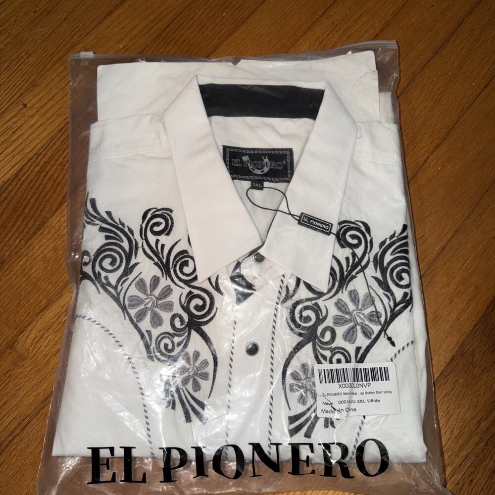 EL PIONERO Mens Western Shirt Long Sleeve Embroidered Cowboy Snap Button 3XL NWT